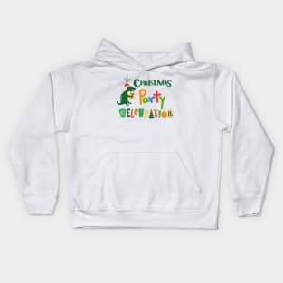 Dinosaur Christmas Party Kids Hoodie